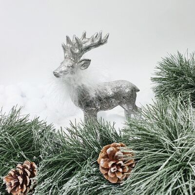 Furry, decorazione cervo d'argento 16,5 cm x 21,8 cm