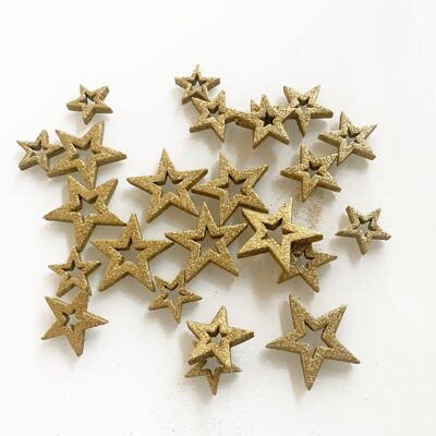 24 pezzi Decorazione natalizia con stella glitterata 4- 5,5 cm - Oro