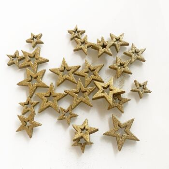 24 pièces. Décoration de Noël étoile scintillante 4- 5,5 cm - Or