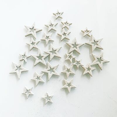 24 pezzi Decorazioni natalizie con stelle glitterate 4- 5,5 cm - Bianco