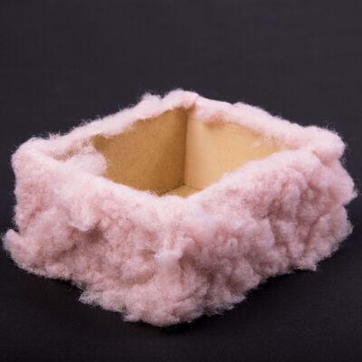 Base de caja de madera peluda 15 x 12 x 6,5 cm - Algodón de Azúcar Rosa Polvo