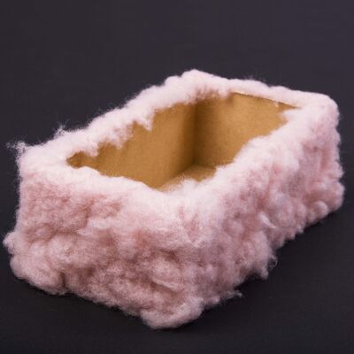 Pelziger Holzkastenboden 20 x 10 x 6,5 cm - Puderrosa Zuckerwatte