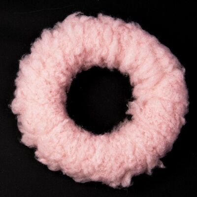 Ghirlanda di pelliccia base 20 cm - Zucchero filato rosa cipria