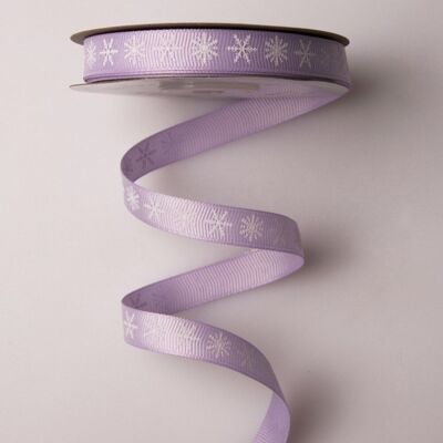 Snowflake grosgrain ribbon 12mm x 20m - Light purple