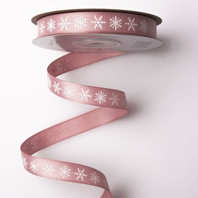 Snowflake grosgrain ribbon 12mm x 20m - Powder