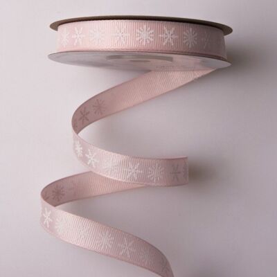 Snowflake grosgrain ribbon 12mm x 20m - Light Pink