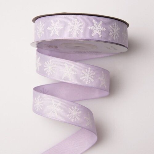 Snowflake grosgrain ribbon 20mm x 20m - Light purple