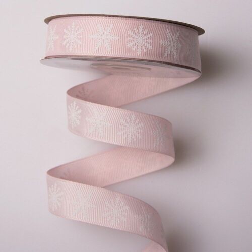 Snowflake grosgrain ribbon 20mm x 20m - Light Pink