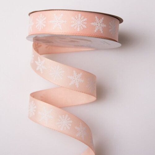 Snowflake grosgrain ribbon 20mm x 20m - Peach