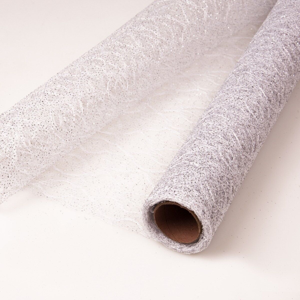 Glittering loop mesh 50cm x 4.5m - White