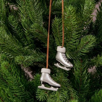 Christmas hanger 4 x 3.5cm - 2pcs. Silver ice skate