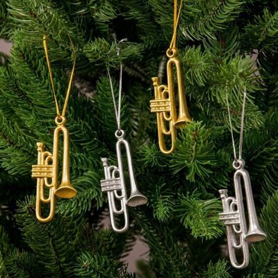 4pcs. trumpet Christmas tree decoration 7.5cm