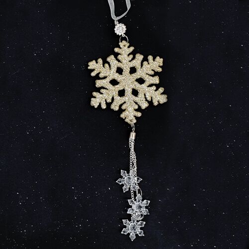 Gold snowflake Christmas tree decoration 11cm x 10cm