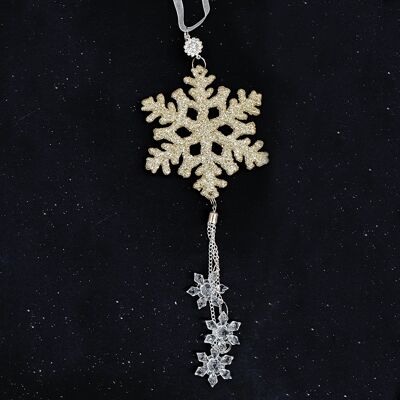 Decorazione per albero di Natale con fiocco di neve dorato 11 cm x 10 cm