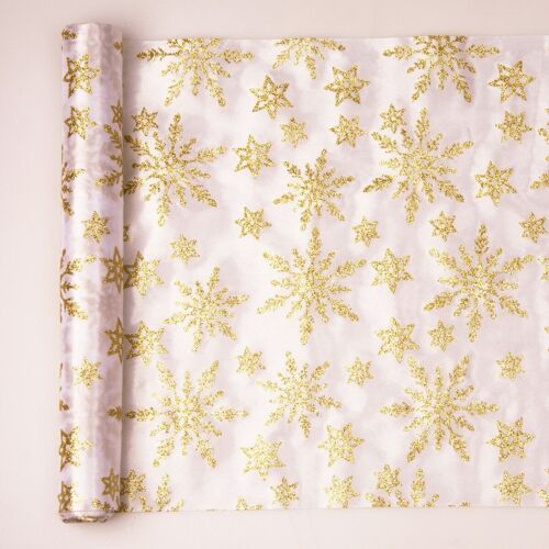 Christmas satin roll 36cm x 5m - White