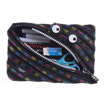 ZIPIT Monster Jumbo Trousse à crayons, grande trousse pour enfants, noir et arc-en-ciel 2