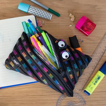 ZIPIT Monster Jumbo Trousse à crayons, grande trousse pour enfants, noir et arc-en-ciel 4