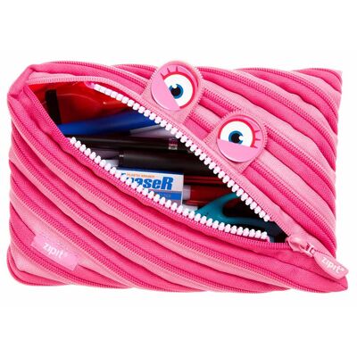 ZIPIT Wildlings Jumbo Pencil Case, Pencil Pouch for Girls, Pink
