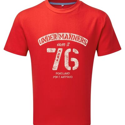 Under Manners 76 T-shirt unisex in cotone girocollo con stampa effetto consumato