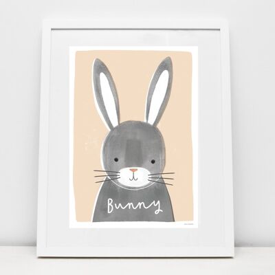 Bella Bunny Animal Illustration Stampa della scuola materna