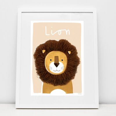 Lámina infantil Louie Lion Animal Illustration