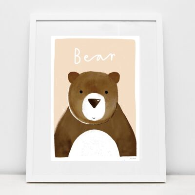 Stampa della scuola materna dell'illustrazione degli animali dell'orso di Barney