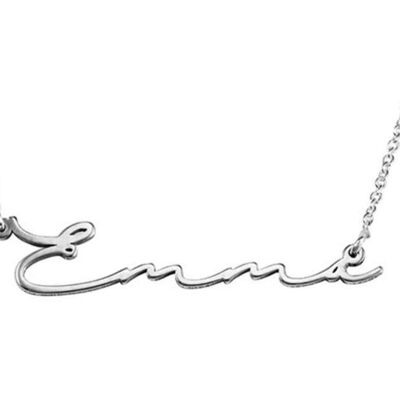925 Sterling Silver Personalised Signature Name Necklace - Silver - 14," (Chocker length)