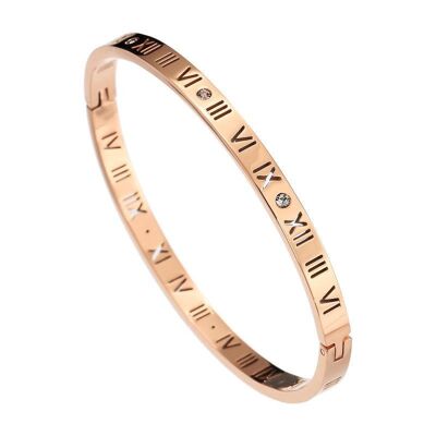 Rose Gold Roman Numeral Bangle