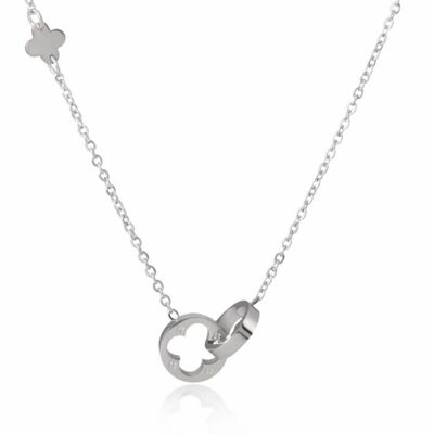 Lucky Clover Thin Chain Necklace - Silver
