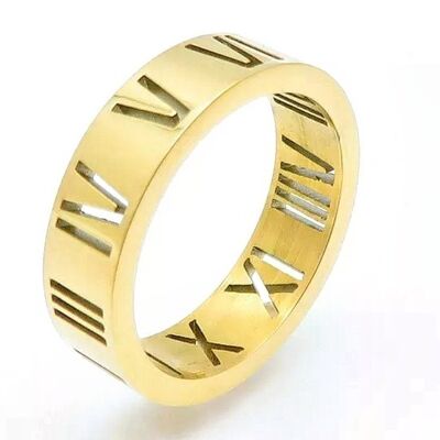 18K Gold Plated Luxe Roman Numeral Band Ring