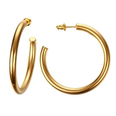 Stainless Steel Open Hoop Earrings - Gold