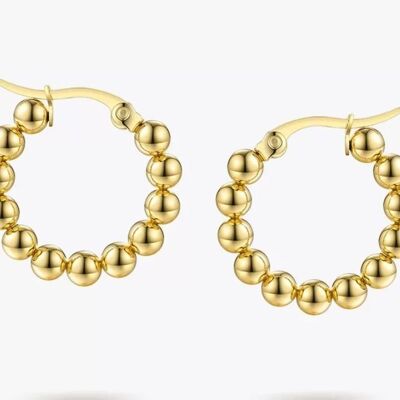 18K Gold Plated Mini Hoop Ball Ball Earrings