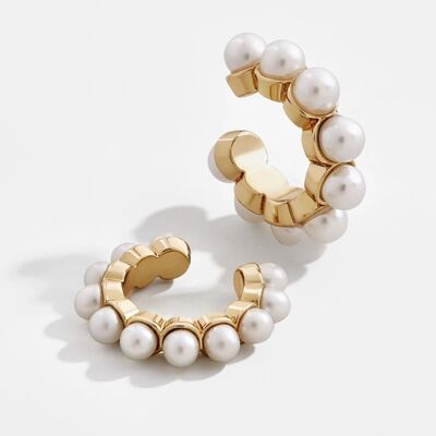 White Pearl Non-Pierce Cuff Earrings - Pair (Two)