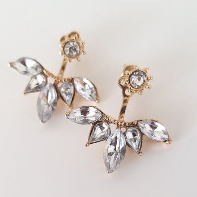 Cubic Zirconia Under Earlobe Flower Earrings