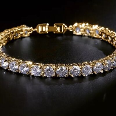 Elegant Crystal Gem Tennis Bracelet - Gold