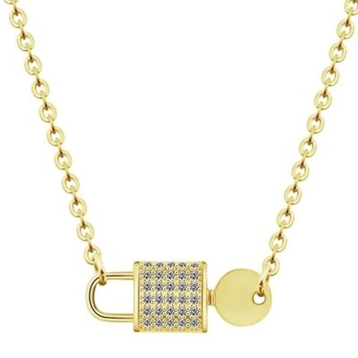 Elegant Thin Chain Padlock & Key Necklace - Gold