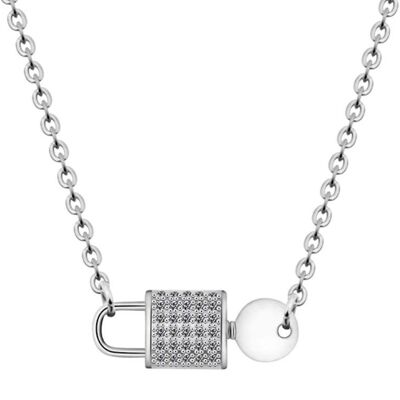 Elegant Thin Chain Padlock & Key Necklace - Silver