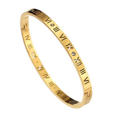 18K Gold Plated Roman Numeral Bangle