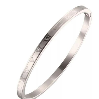 Roman Numeral Bangle - Phase Two - Silver