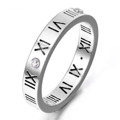 Silver Roman Numeral Band Ring