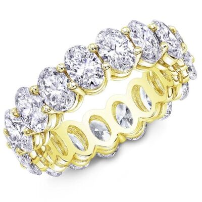 Luxury CZ Oval Band Ring - 925 Sterling Silver - Small - Gold
