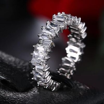 Jagged Edge Band Ring - Small - White Gold Plated
