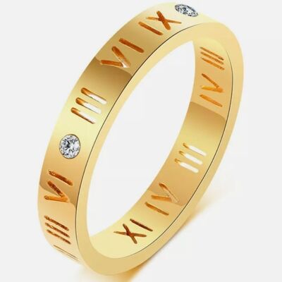 18K Gold Plated Roman Numeral Band Ring