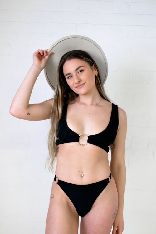 Georgia Hooped Bikini Top - Black
