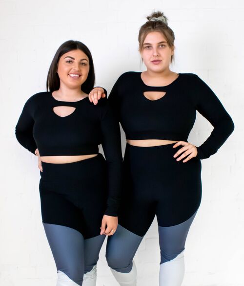 Isla Long Sleeve Crop Top - Black