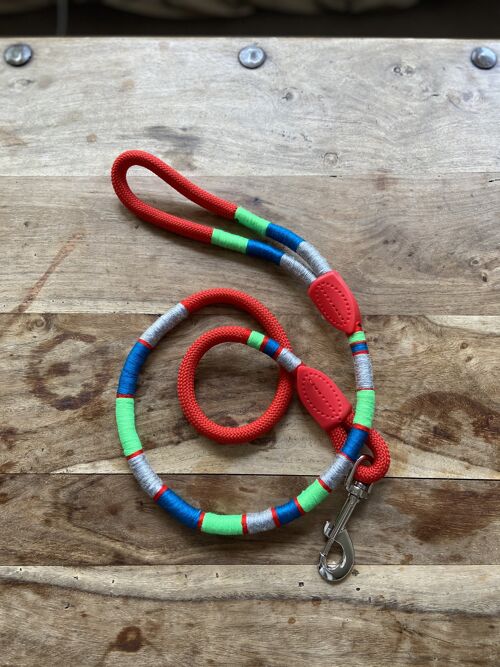 Dog Walker Dog Leash - RED HOT - Neon Green - Striped