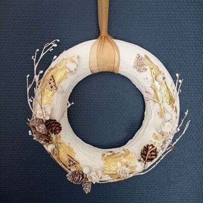 Christmas decoration - White and gold wreath