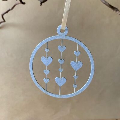 Geschenkanhänger aus Naturpapier Herzen Farbe blau