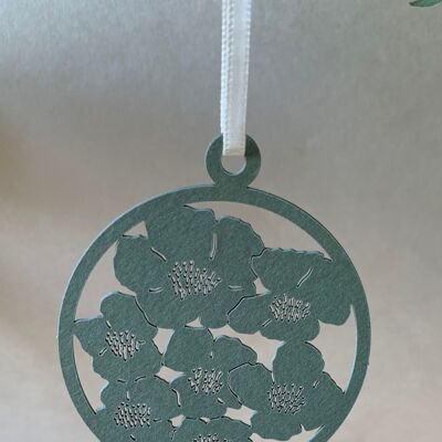 Geschenkanhänger aus Naturpapier Anemonen Farbe grün