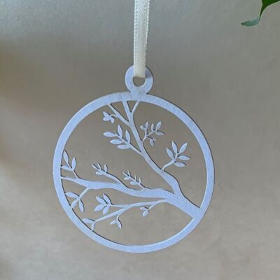 Etiqueta de regalo de papel natural color árbol azul